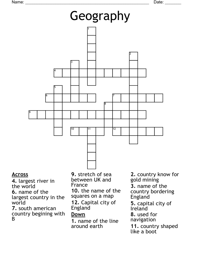 Geography Crossword