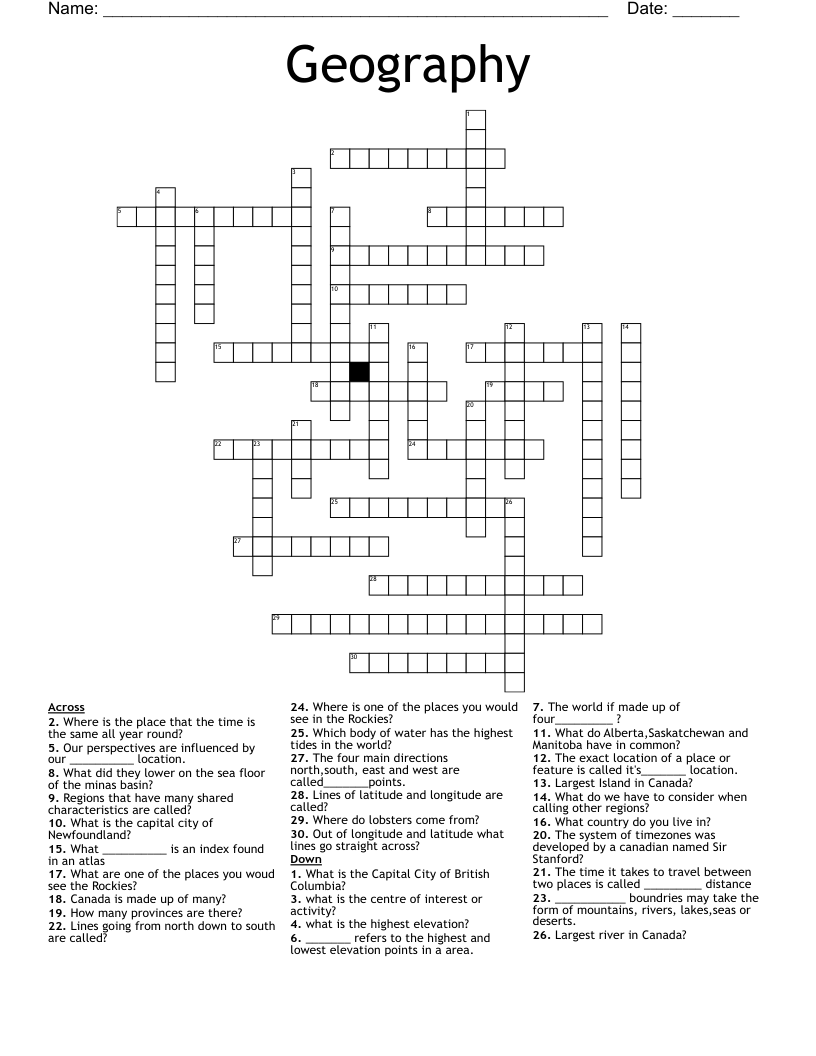 Geography Crossword