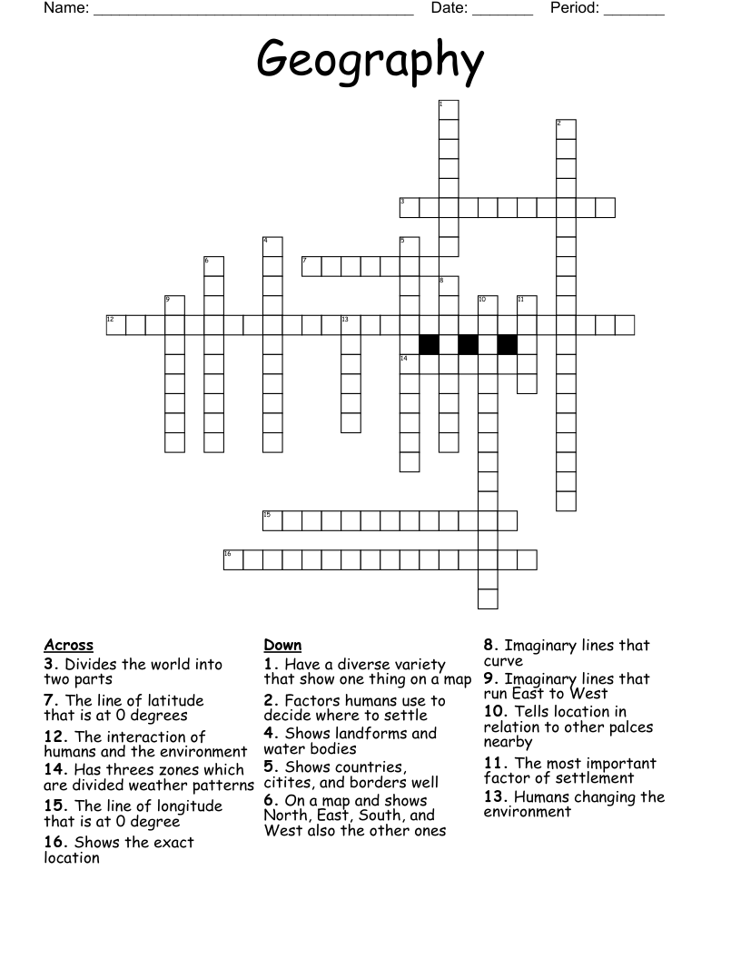 Geography Crossword