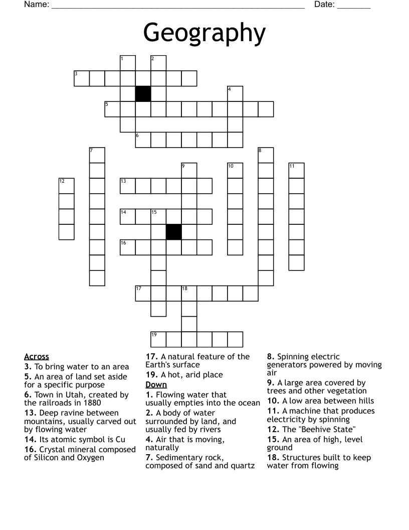 Geography Crossword