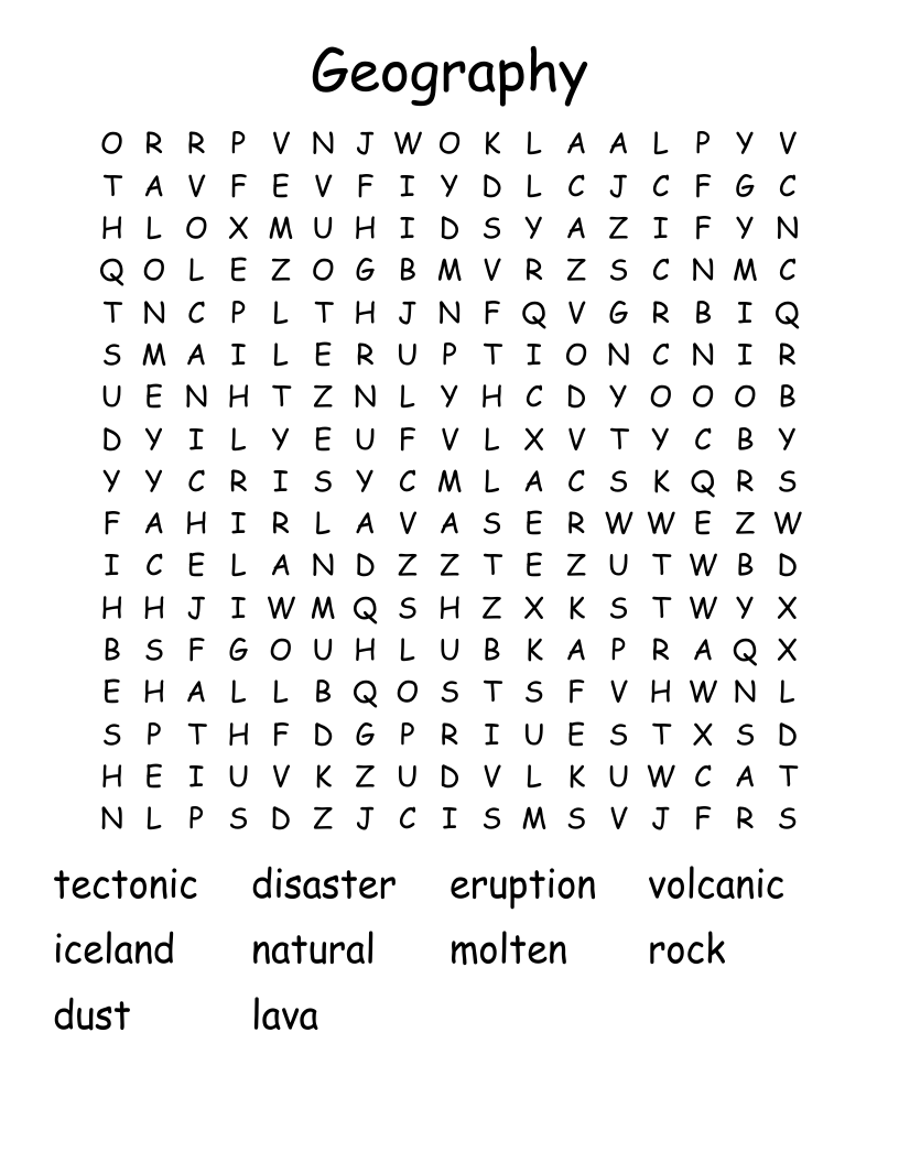 Geography Word Search