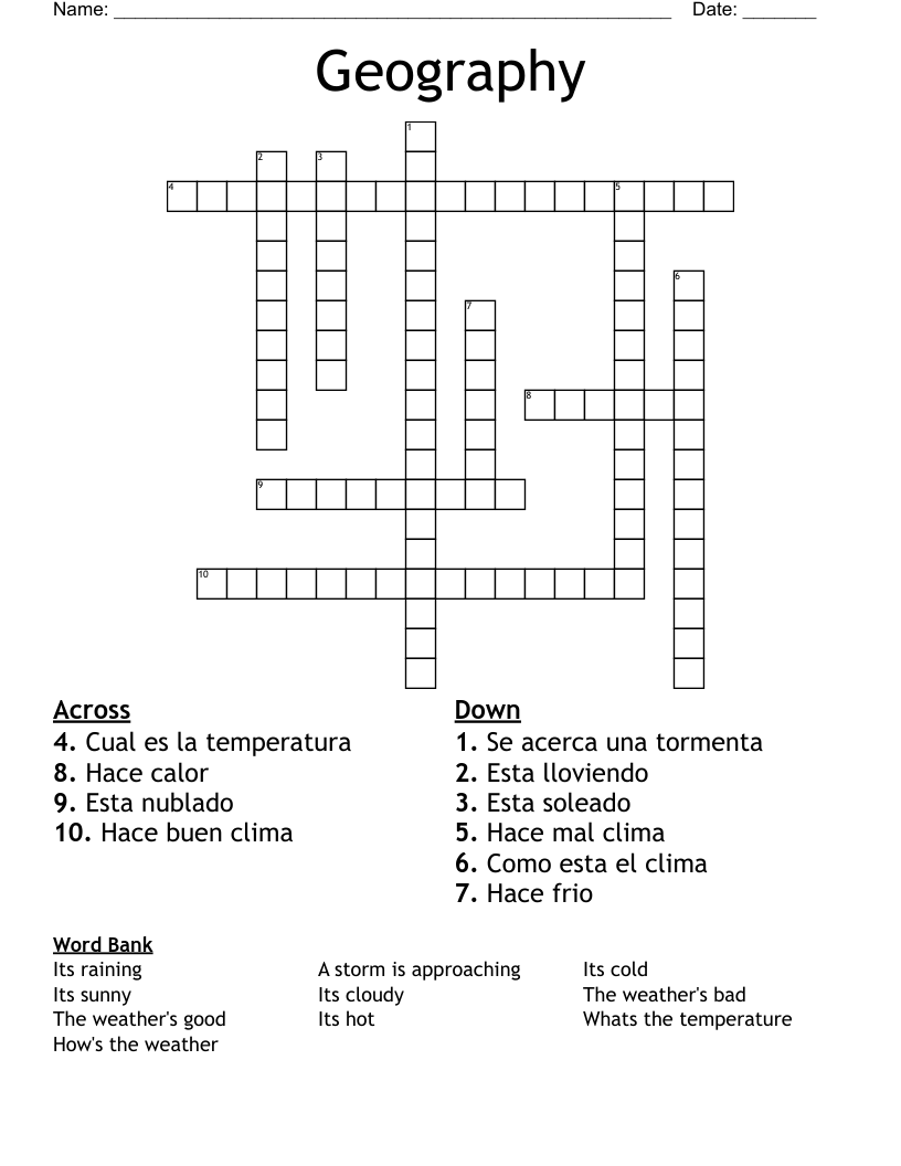 Geography Crossword