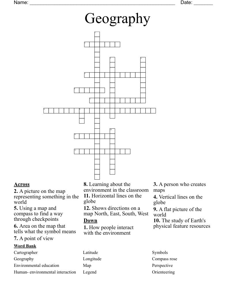 Geography Crossword
