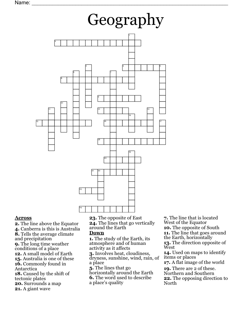 Geography Crossword