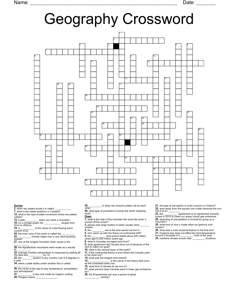 Geography Crossword