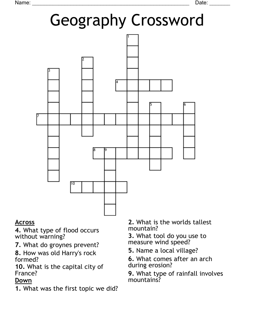 Geography Crossword