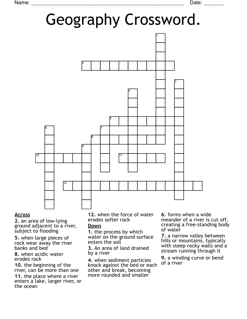 Geography Crossword.