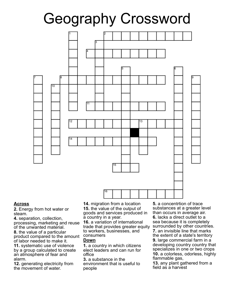 Geography Crossword