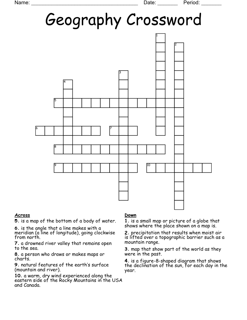 Geography Crossword