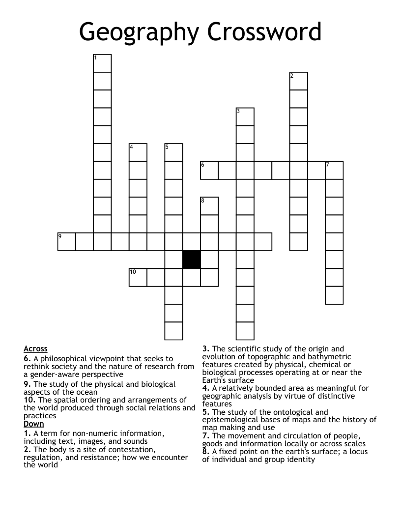 Geography Crossword