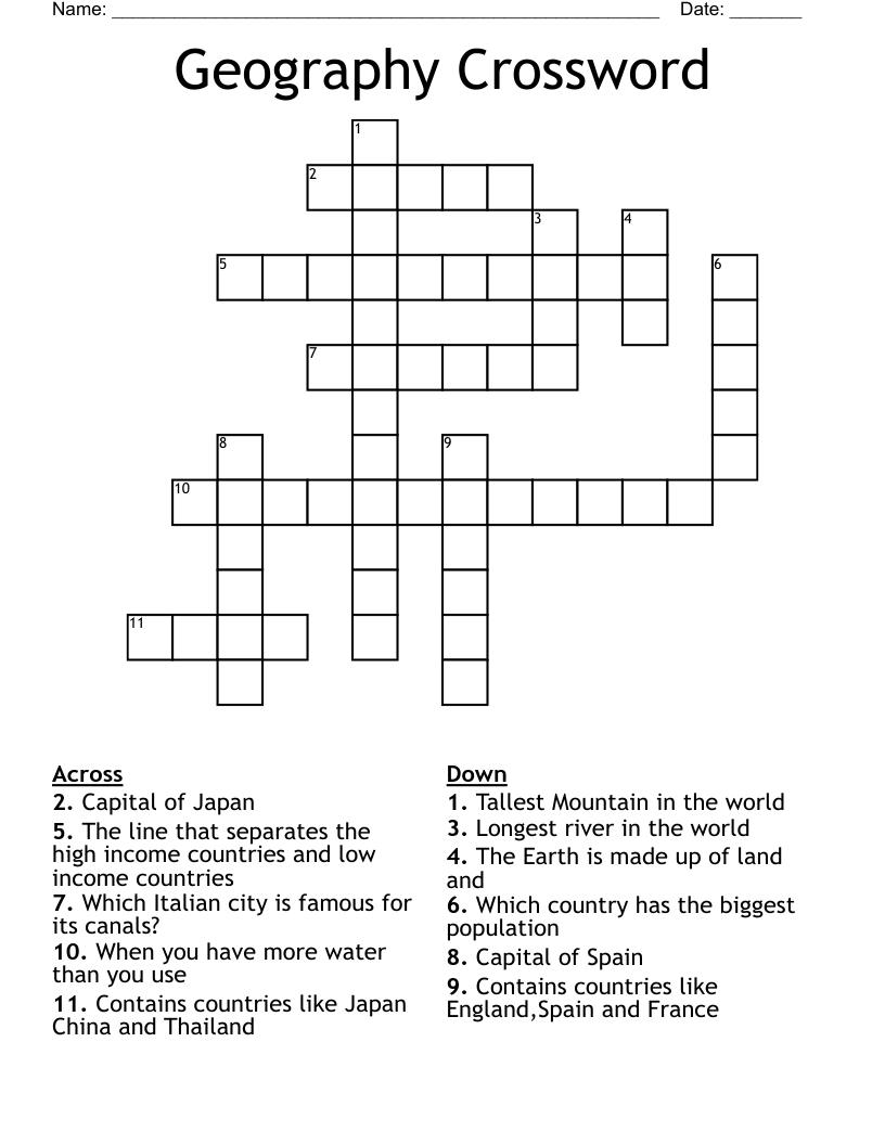Geography Crossword