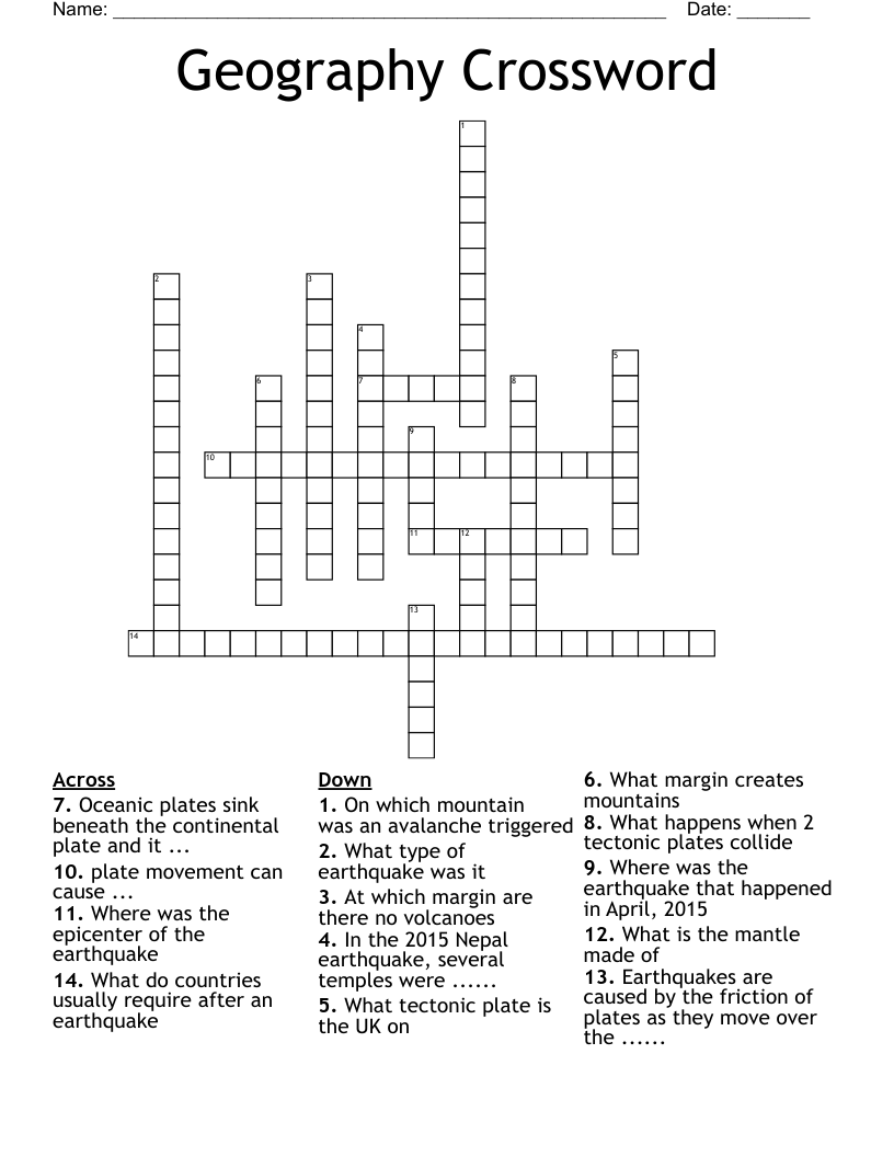 Geography Crossword