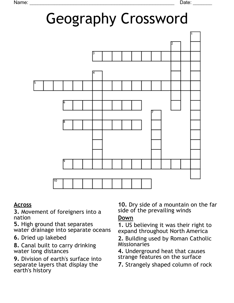 Geography Crossword