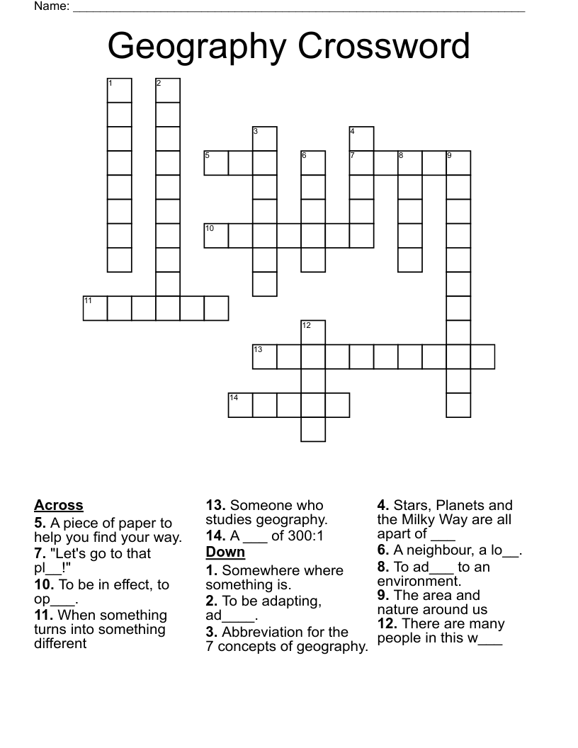 Geography Crossword