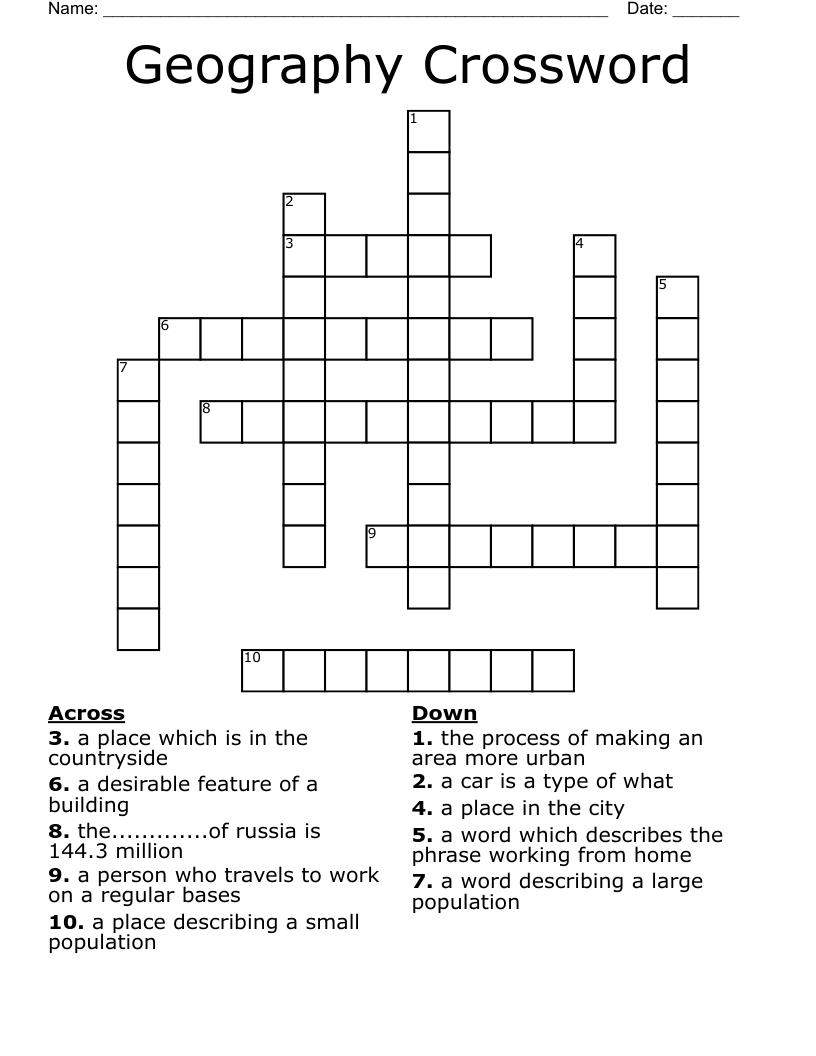 Geography Crossword