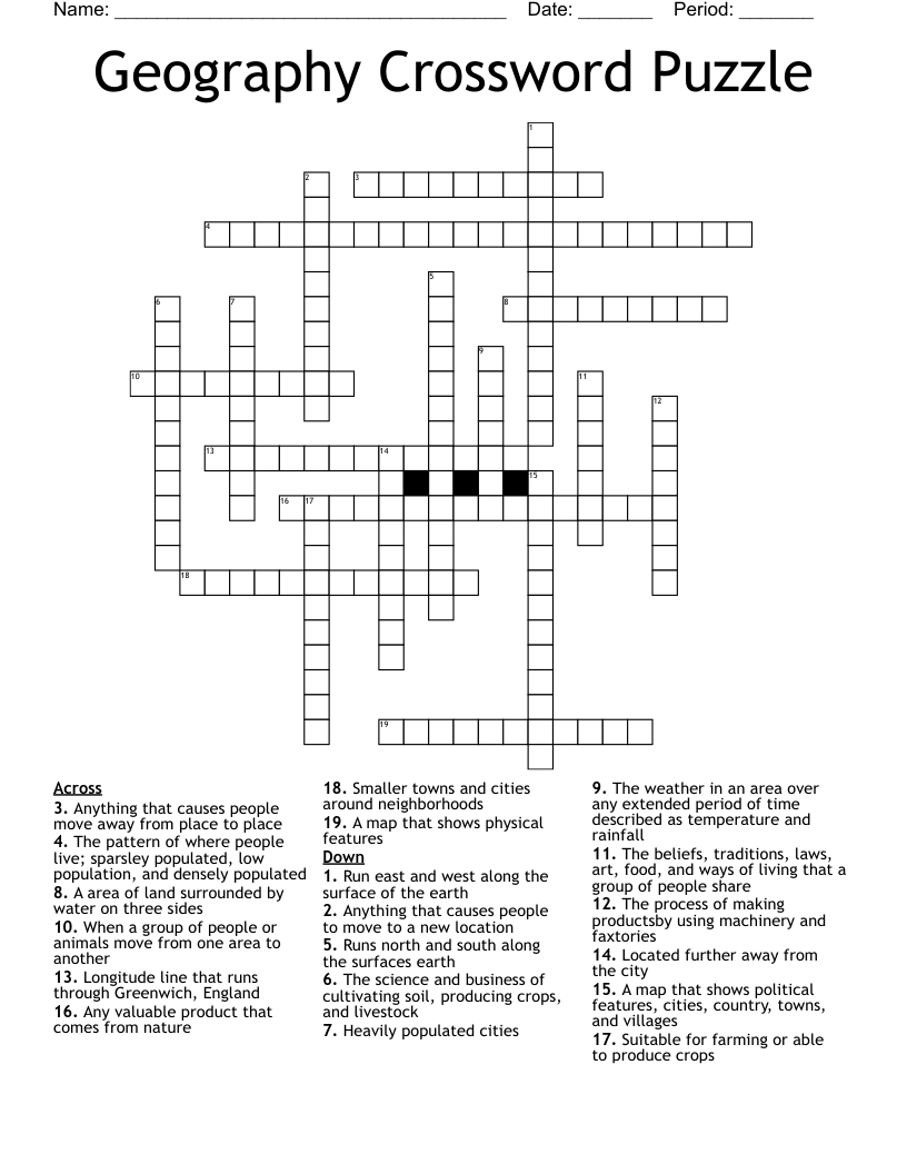 Geography Crossword Puzzle
