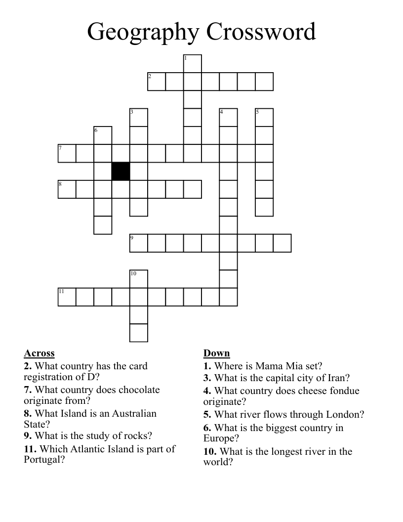 Geography Crossword 