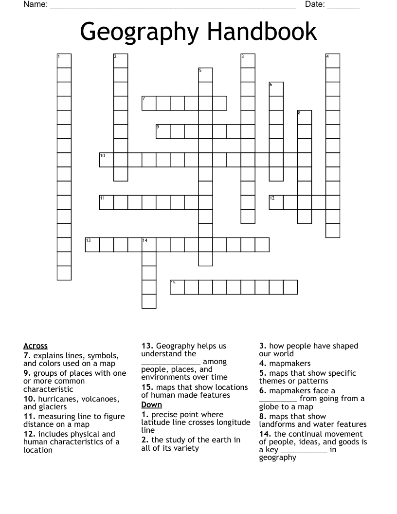 Geography Handbook Crossword