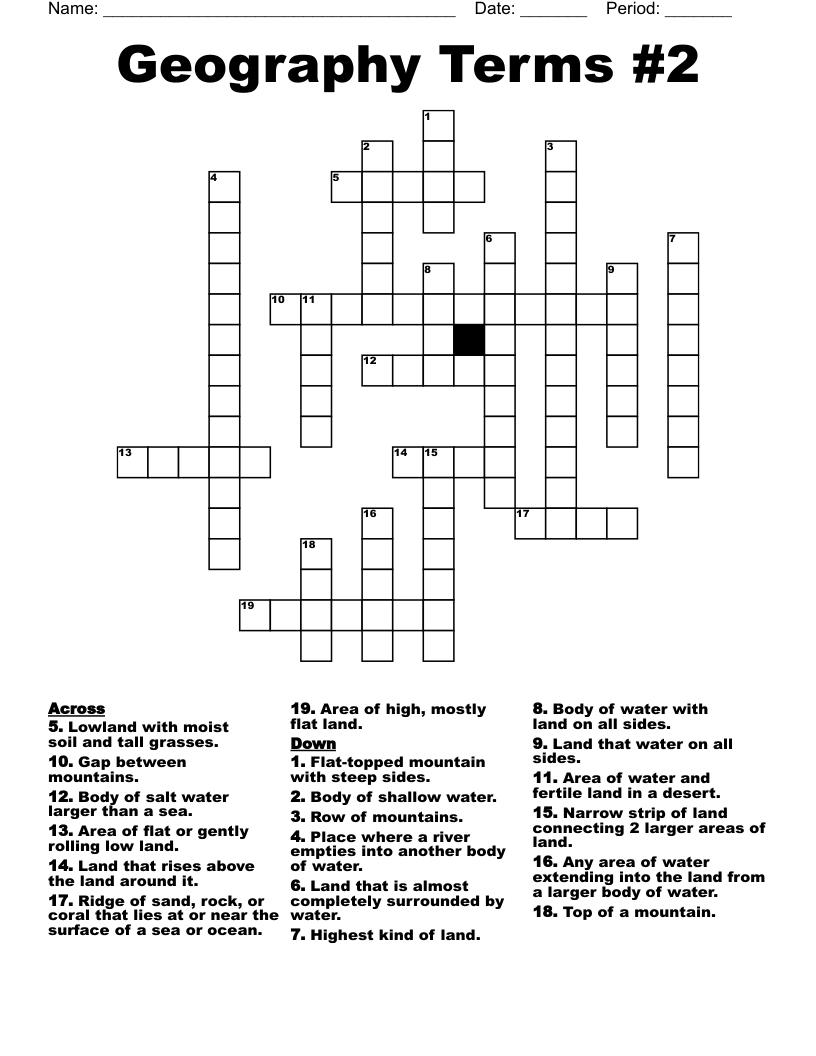 Geography Terms #2 Crossword
