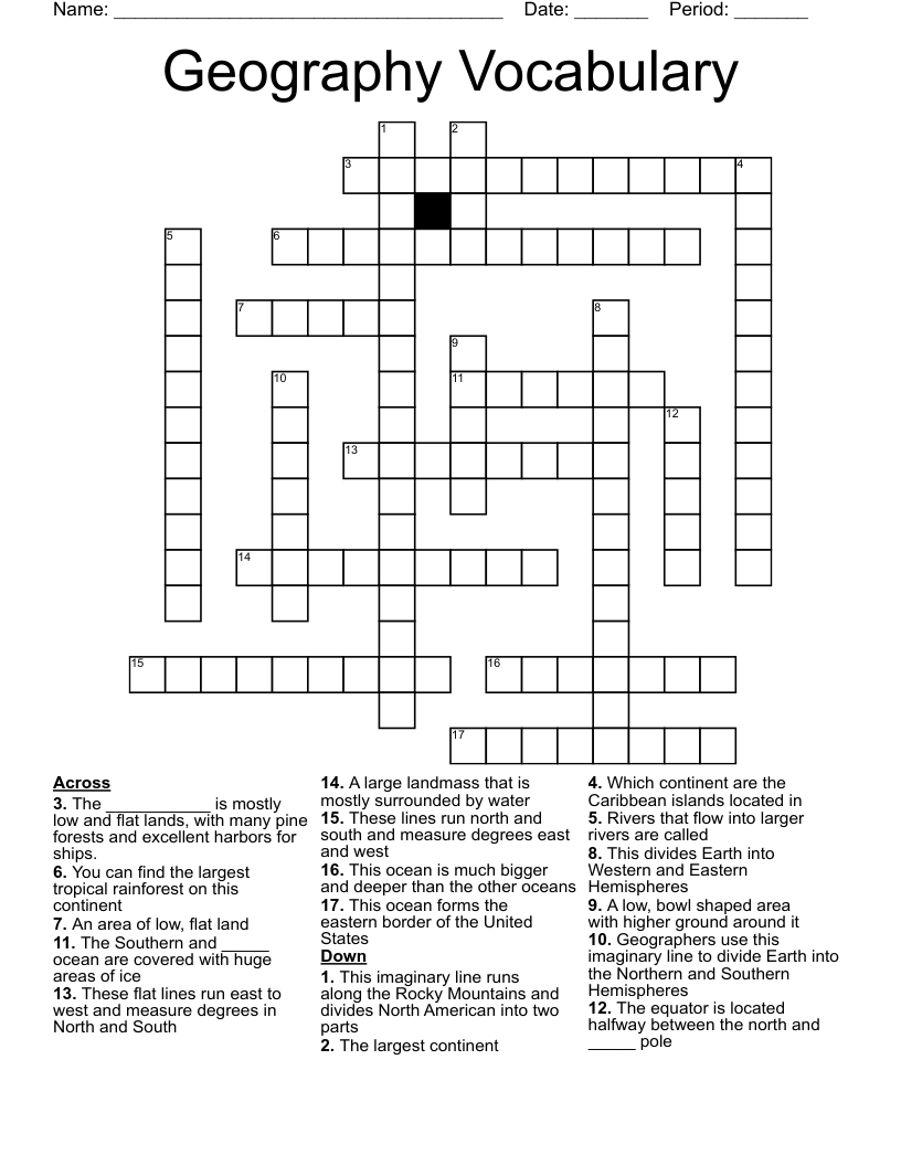Geography Vocabulary Crossword