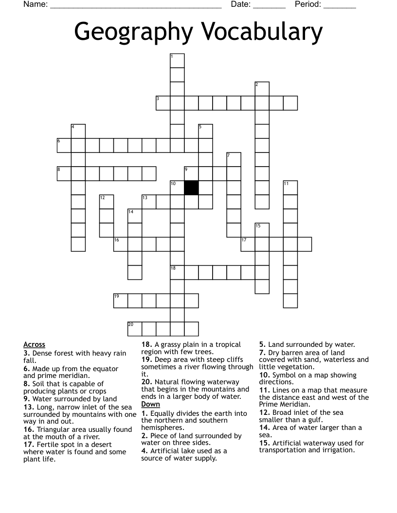 Geography Vocabulary Crossword