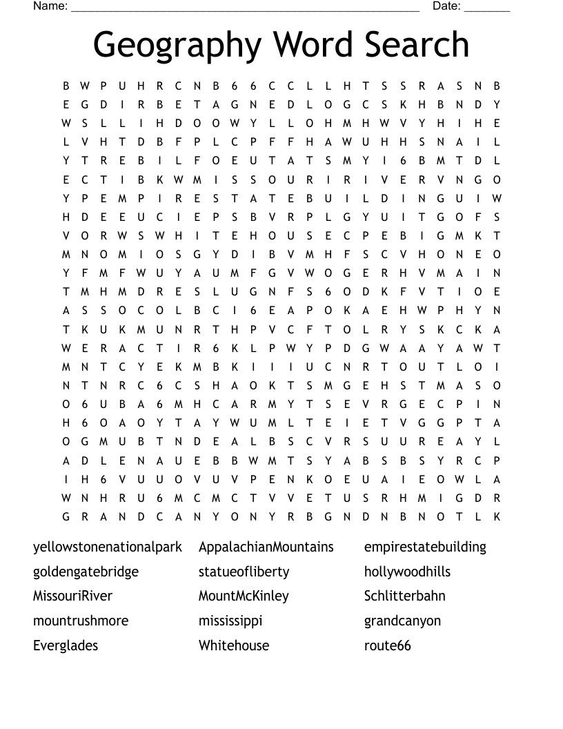 Geography Word Search
