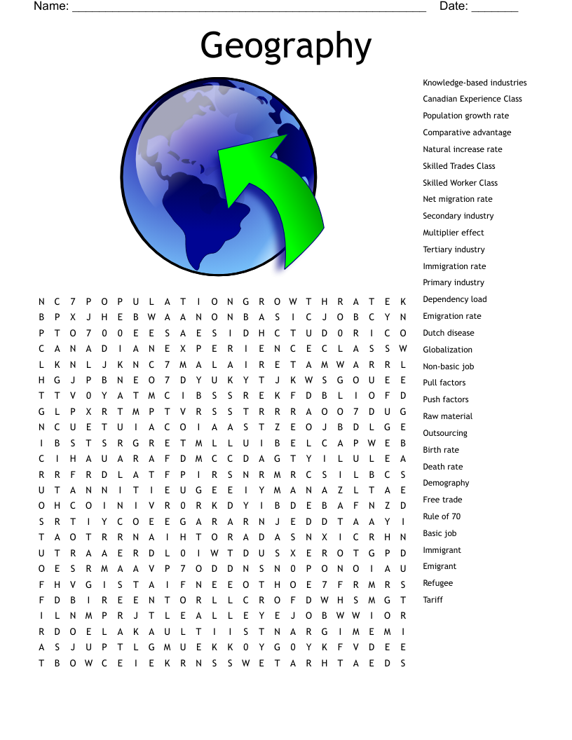 Geography  Word Search
