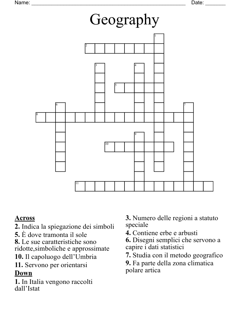 Geography  Crossword