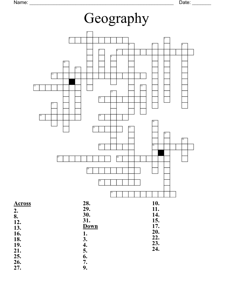 Geography  Crossword