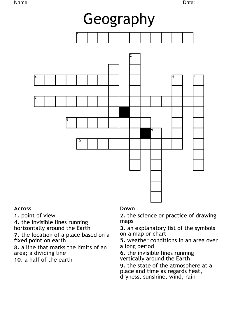 Geography  Crossword