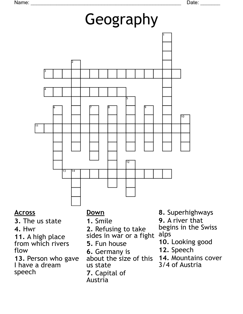 Geography  Crossword