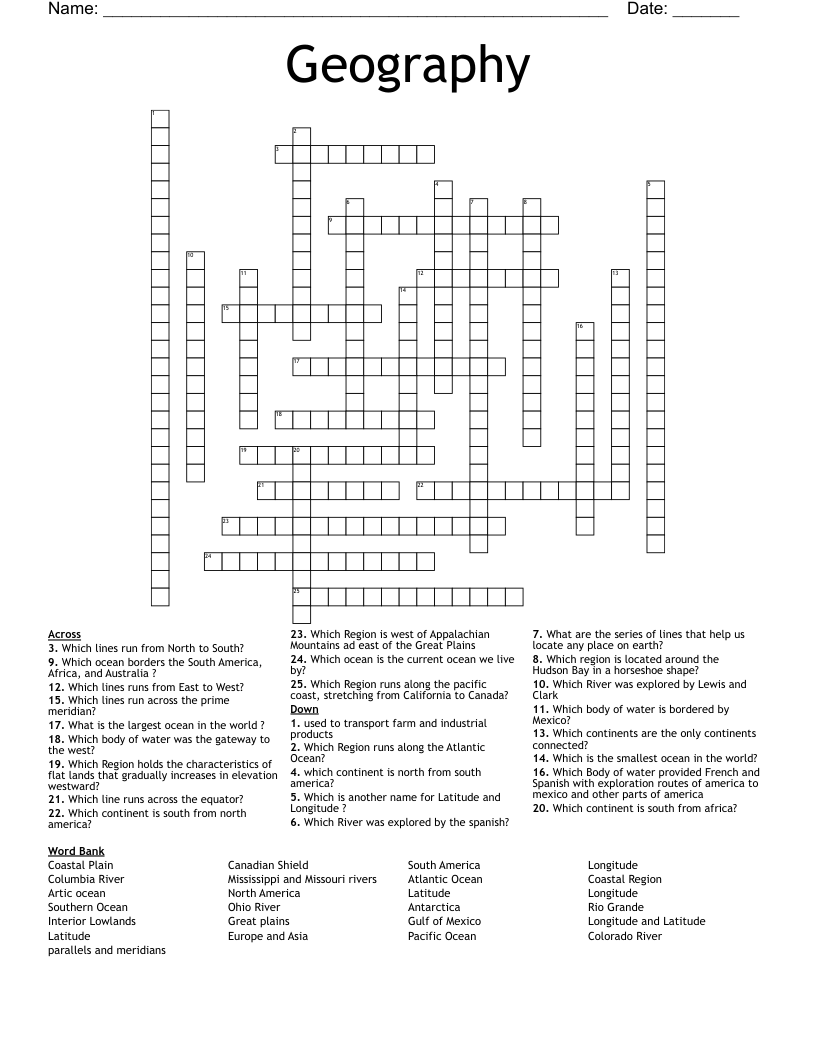 Geography  Crossword
