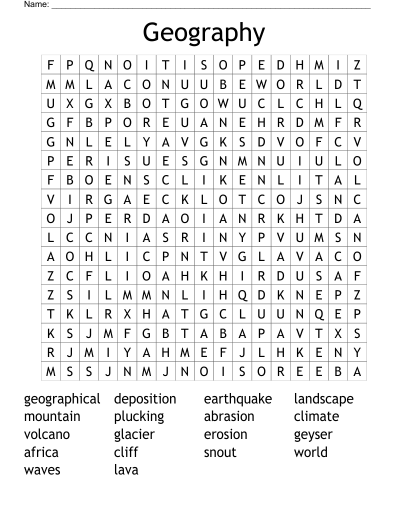 Geography  Word Search