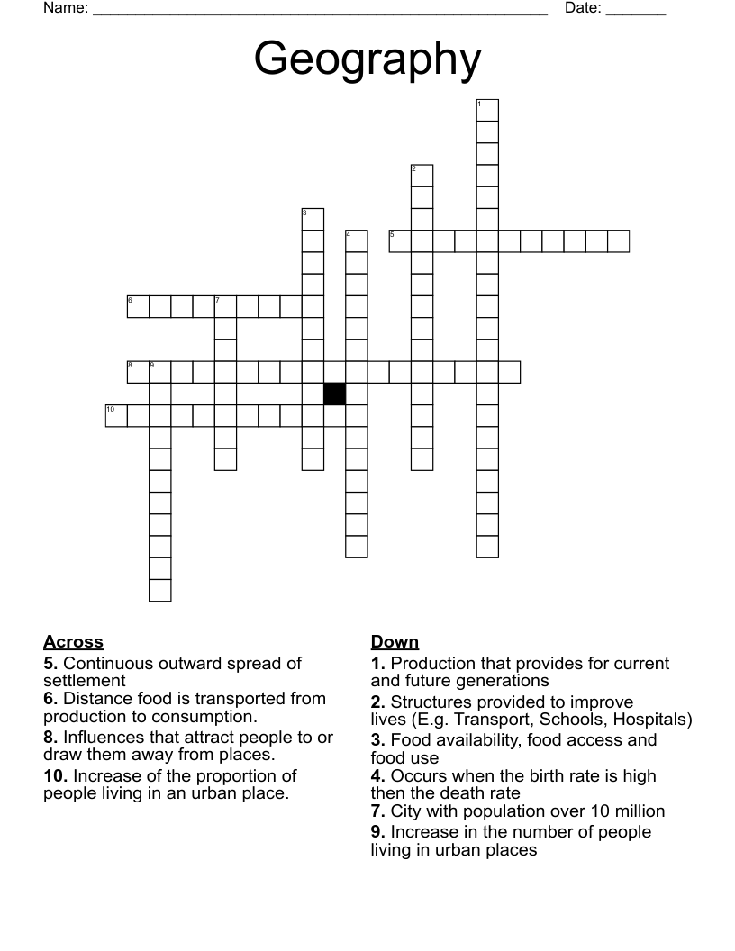 Geography  Crossword