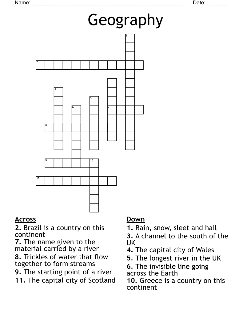 Geography  Crossword