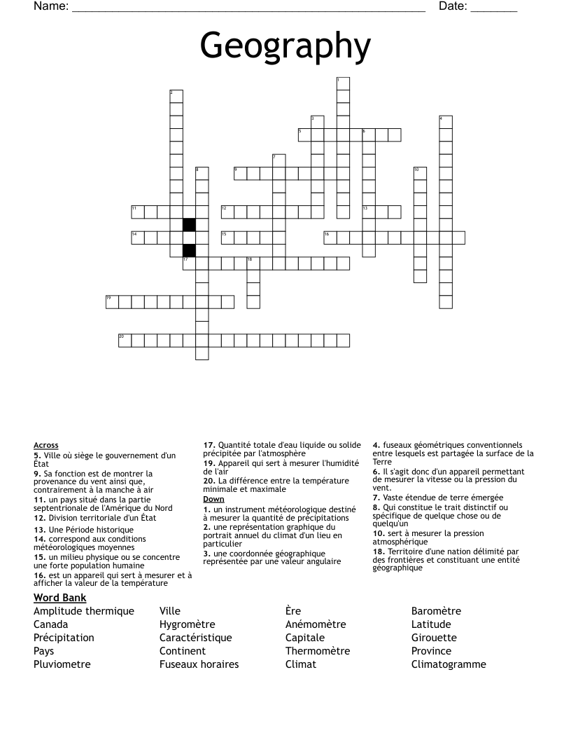 Geography  Crossword