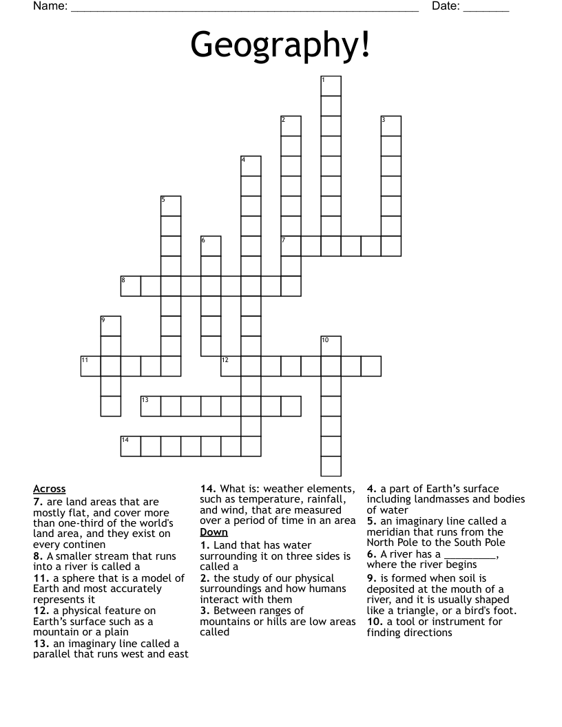 Geography!  Crossword