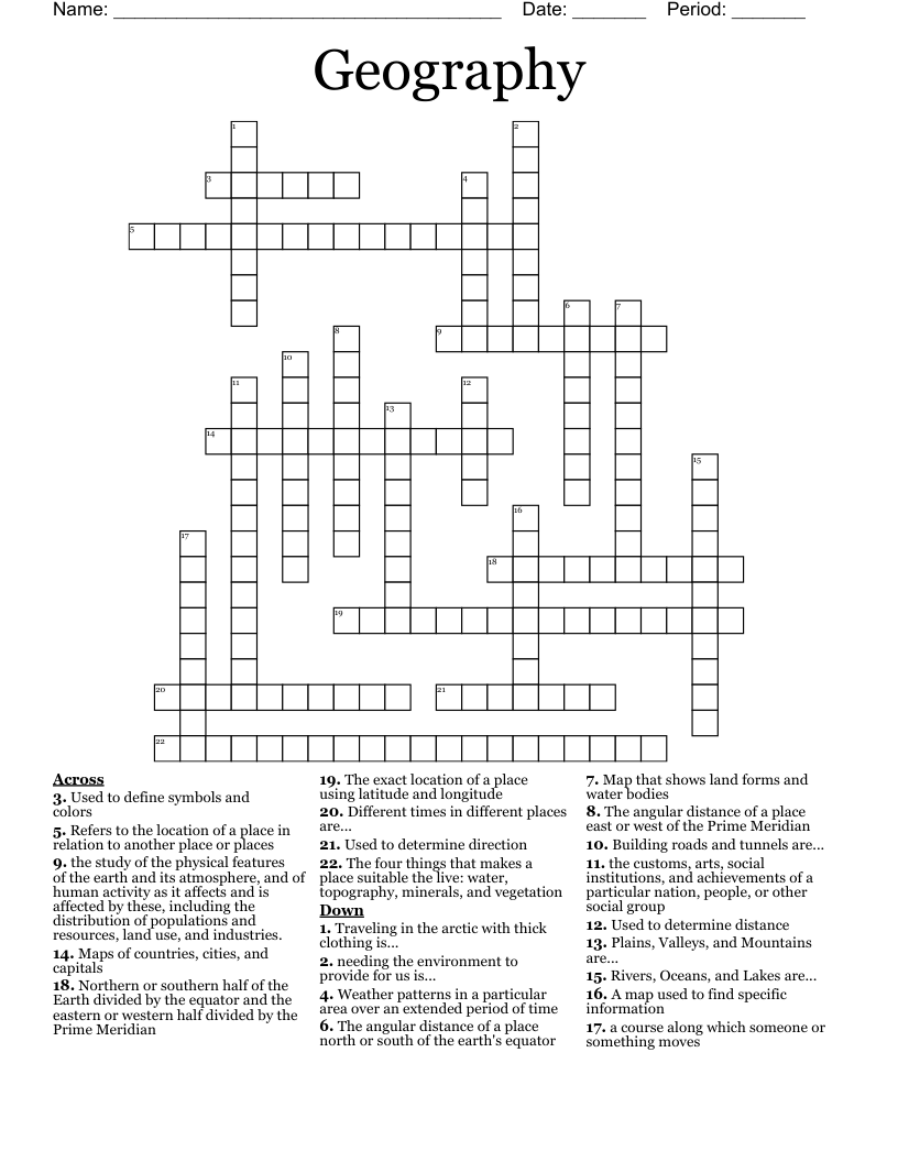 Geography  Crossword