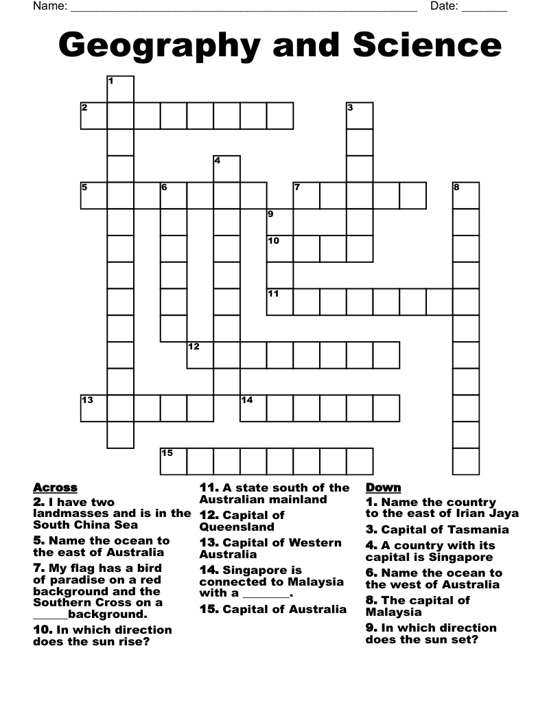 Geography and Science Crossword