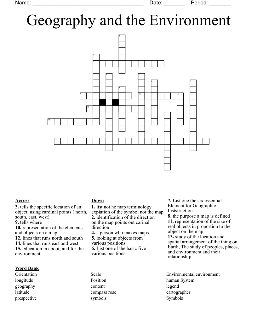 Geography and the Environment Crossword
