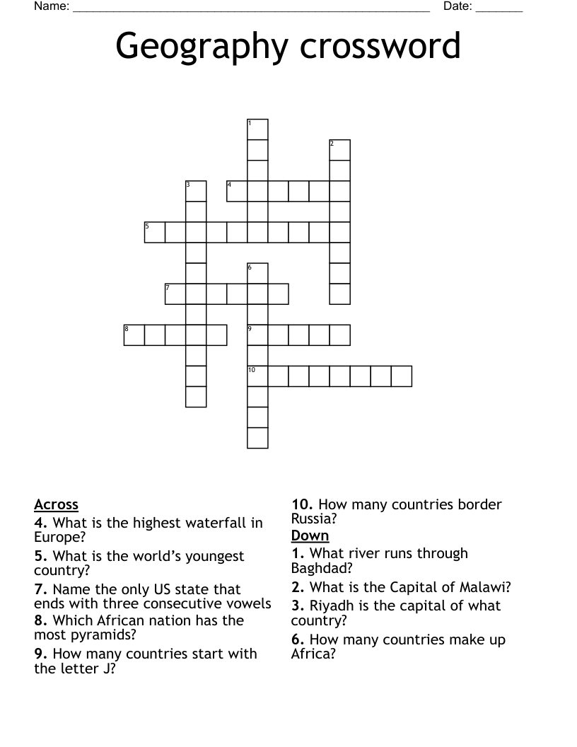 Geography crossword
