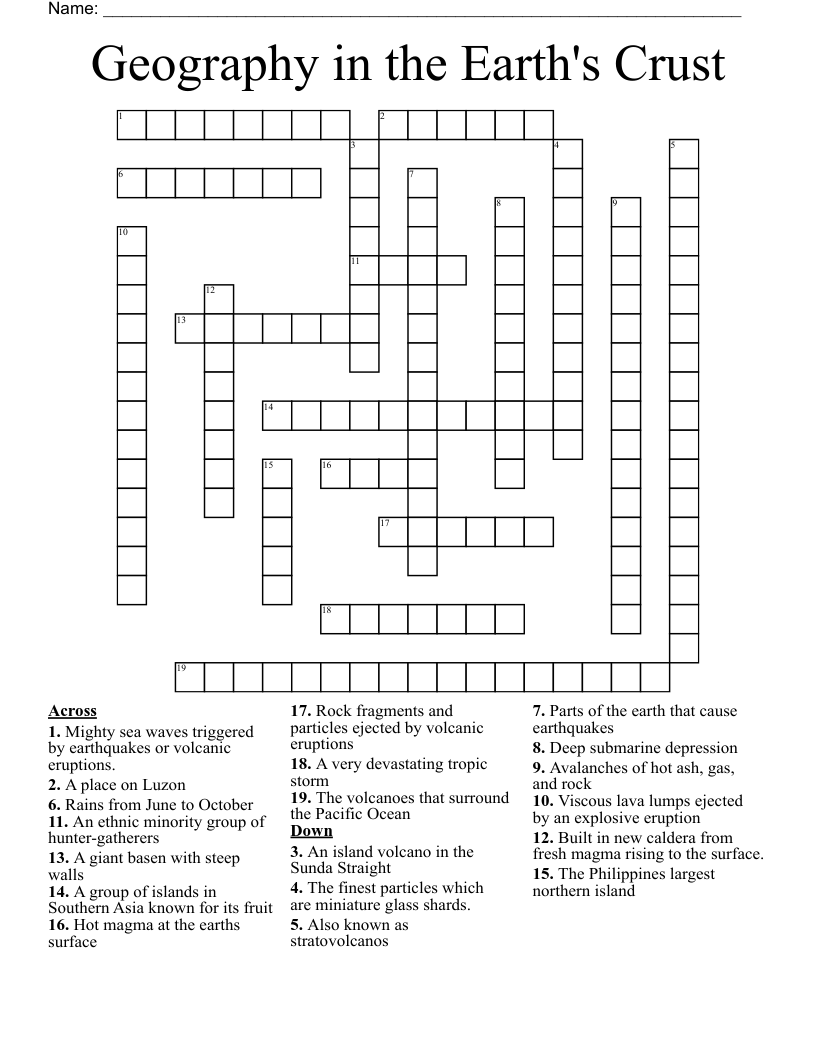 Geography in the Earth's Crust Crossword