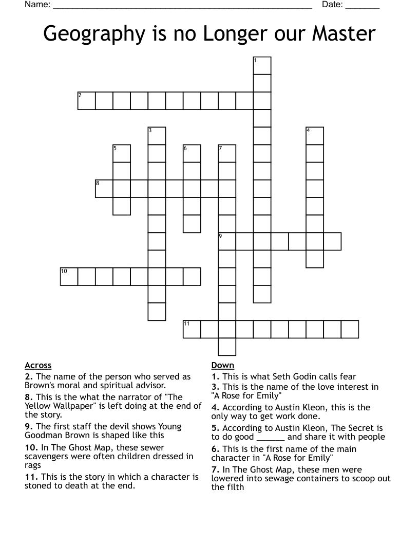 Geography is no Longer our Master Crossword