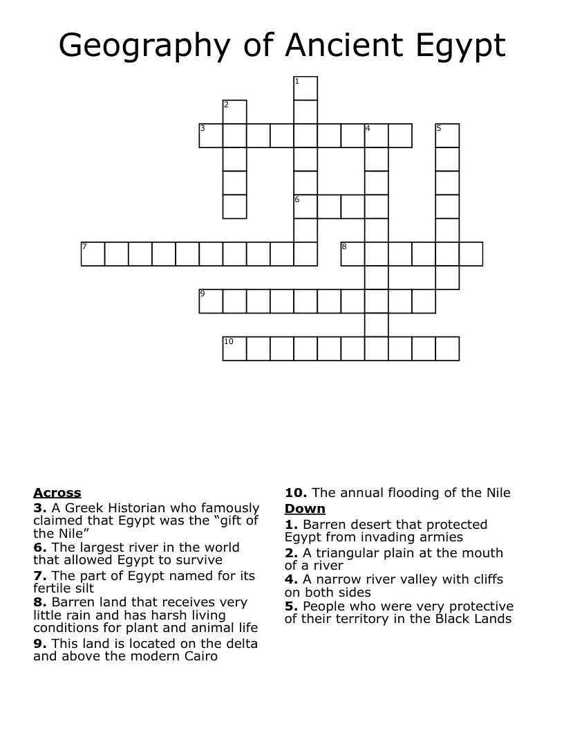 Geography of Ancient Egypt Crossword