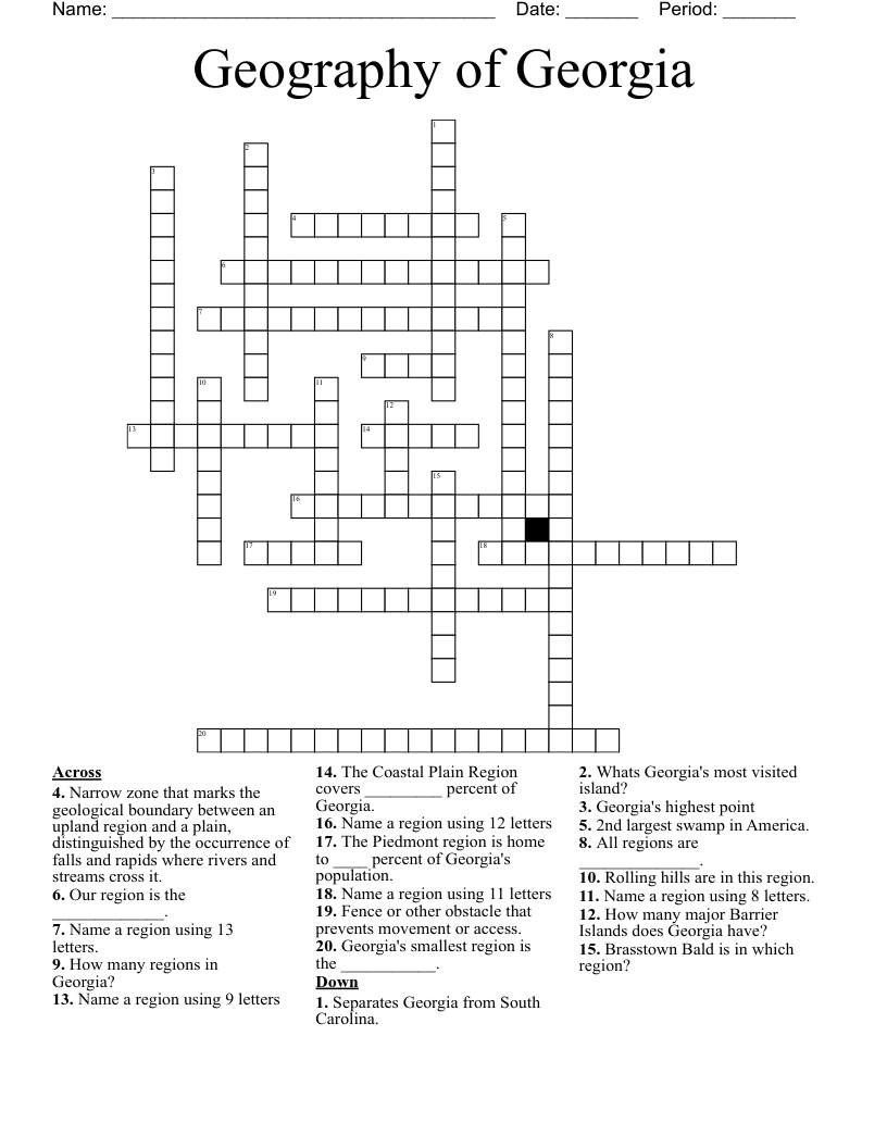 Geography of Georgia Crossword