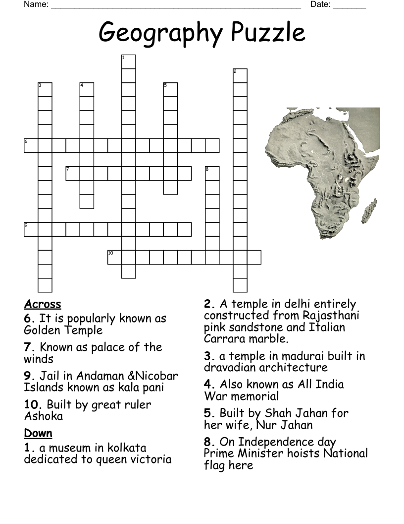 Geography Puzzle Crossword
