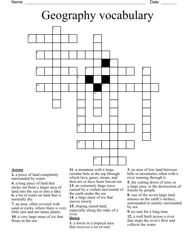 Geography vocabulary Crossword