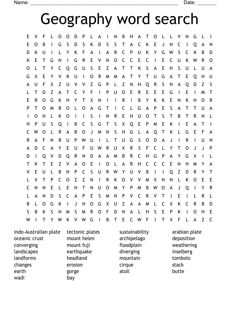 Geography word search