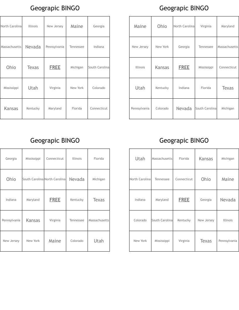 Geograpic BINGO