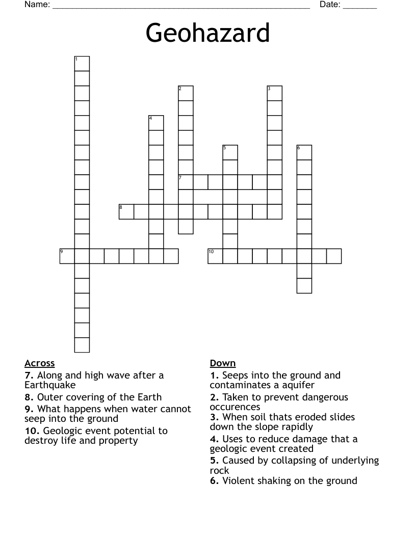 Geohazard Crossword